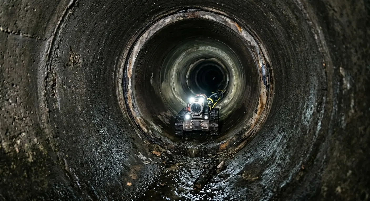 Robotic sewer camera inspecting pipe interior for Drain Snake Service in Price